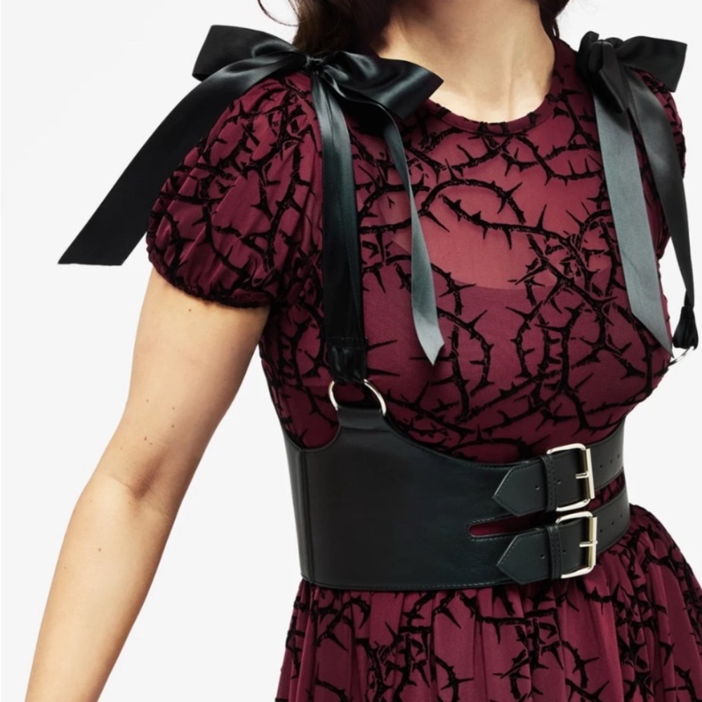 Disturbia Sylph Ribbon Tie Shoulder Buckled Waist Harness M/L